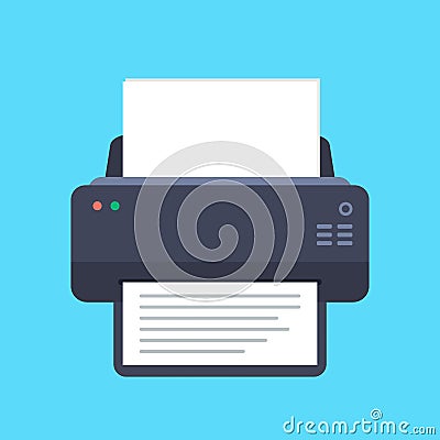Printer flat icon with long shadow. Top view. Vector illustration Cartoon Illustration