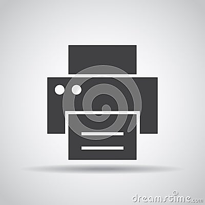 Printer icon with shadow on a gray background. Vector illustration Cartoon Illustration