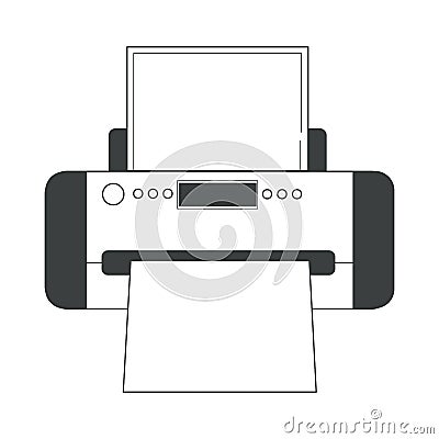 Printer isolated electronic device, documents production, printing house Vector Illustration