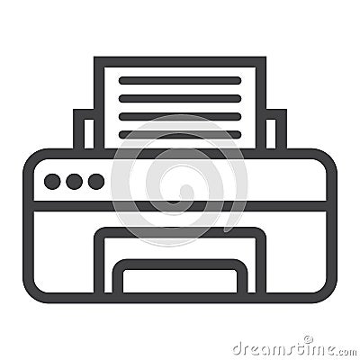 Printer line icon, fax and office, vector Vector Illustration