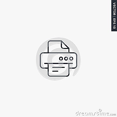 Printer, linear style sign for mobile concept and web design Vector Illustration