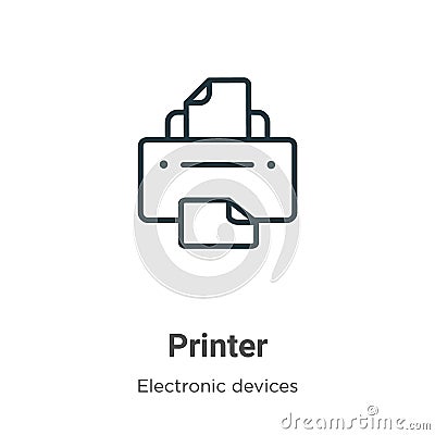 Printer outline vector icon. Thin line black printer icon, flat vector simple element illustration from editable electronic Vector Illustration