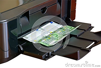 Printer printing money Vector Illustration