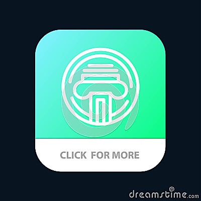 Printer, Type, Typewriter, Writer Mobile App Button. Android and IOS Line Version Vector Illustration