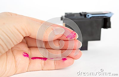 Replacing the printhead for the plotter Stock Photo