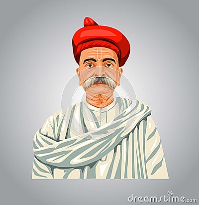 PrintIndian Freedom Fighter Bal Gangadhar Tilak. Vector illustration Vector Illustration