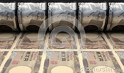 Printing Japanese Yen Notes Stock Photo