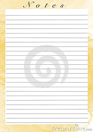 Printing paper note, optimal A4 size. Lined paper for notebook, diary,letters, notes. With watercolor illustration frame Cartoon Illustration