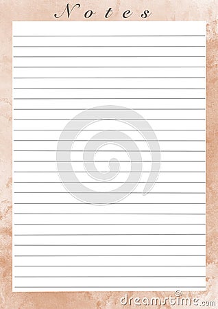 Printing paper note, optimal A4 size. Lined paper for notebook, diary,letters, notes. With watercolor illustration frame Cartoon Illustration