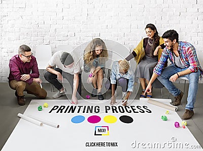 Printing Process Offset Ink Color Industry Media Concept Stock Photo