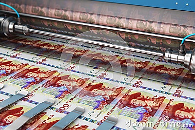 Printing 500 SEK Swedish krona money banknotes Cartoon Illustration
