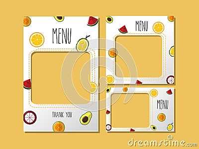 Printing template menu fruit sweet. Vector Illustration