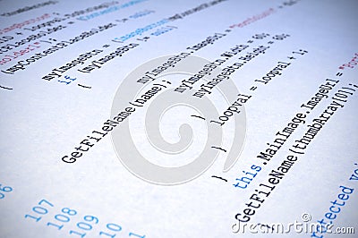 A printout of C# computer program Stock Photo