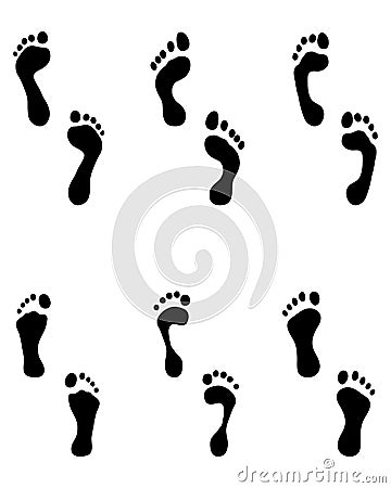 Prints of bare feet Stock Photo