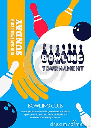 PrintVector bowling tournament banner, poster or flyer design template. Vector Illustration