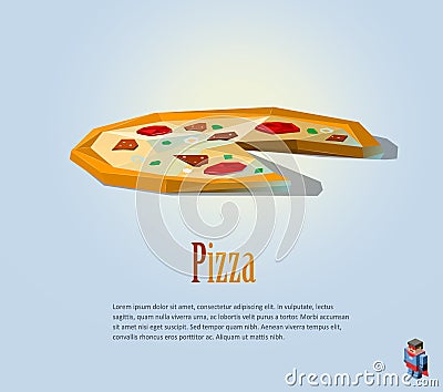 PrintVector polygonal illustration of pizza, modern food icon, low poly, italian cuisine Vector Illustration