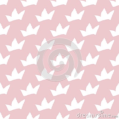 PrintVector seamless pattern with crowns. Seamless white and pink models Doodle. Abstract hand made background. Trendy Vector Illustration