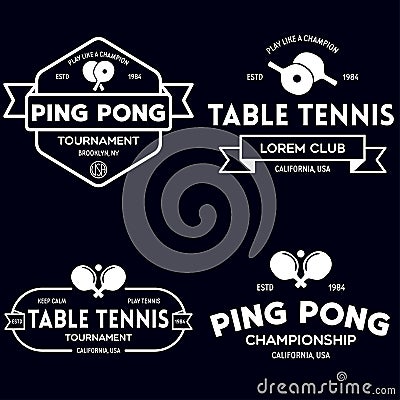 Printvector set of ping pong logos, emblems and design elements. table tennis logotype templates and badges Vector Illustration