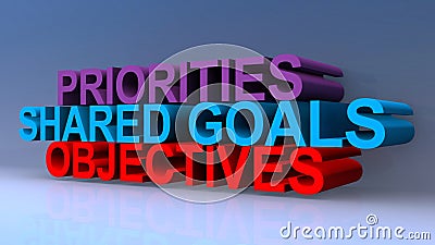 Priorities shared goals objectives on blue Stock Photo