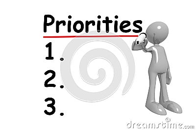 Priorities writing on white Stock Photo