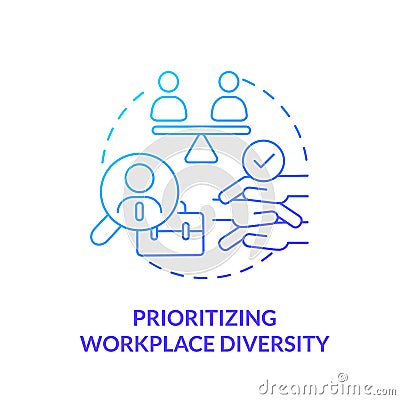 Prioritizing workplace diversity blue gradient concept icon Vector Illustration