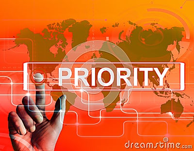 Priority Map Displays Superiority or Preference in Importance Worldwide Stock Photo
