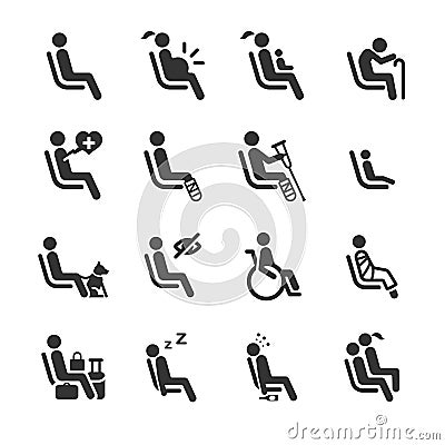 Priority Seat icons for public transportation sign Vector Illustration