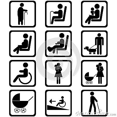 Priority seating area signs Vector Illustration