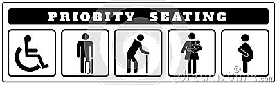 priority seating icons for Sticker Vector Illustration