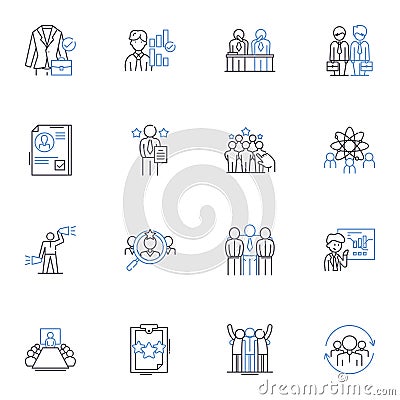 Priority setting line icons collection. Decision-making, Focus, Allocation, Ranking, Time-management, Goals Vector Illustration