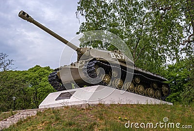 Priozersk, Republic of Karelia, Russia - June 12, 2017: a monument to the heavy IS-3 tank - Josef Stalin - 3. Editorial Stock Photo