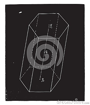 Prism center of gravity, vintage engraving Vector Illustration