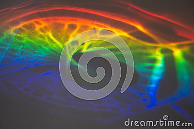 Prism Rainbow Water Reflections on Grey Background Overlay Stock Photo