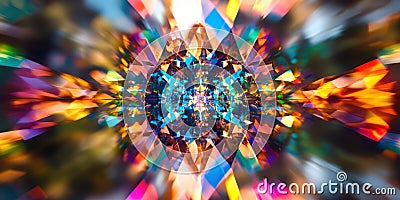 a prism or reflective surface in front of the lens, creating fragmented, kaleidoscopic effects Stock Photo