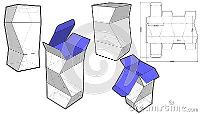 Prismatic Box Internal measurement 8x 8+19cm and Die-cut Pattern. Vector Illustration