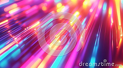 Prismatic neon glowing lines. AI generated. Stock Photo