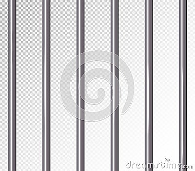 Prison Bars Vector Illustration. Transparent Background. 3D Metal Jailhouse, Prison House Grid Illustration Vector Illustration