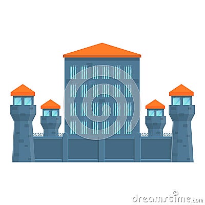 Prison building icon, cartoon style Vector Illustration
