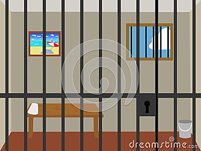 Prison cell. Cartoon Illustration