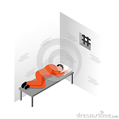 Prison Cell Sleep Composition Vector Illustration
