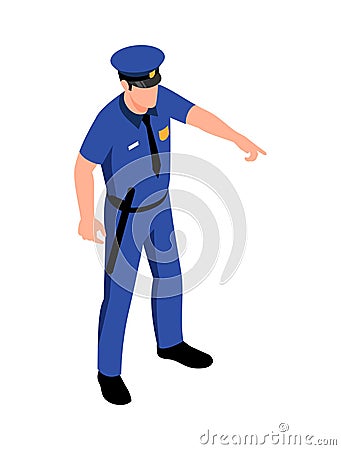 Prison Guard Isometric Composition Vector Illustration