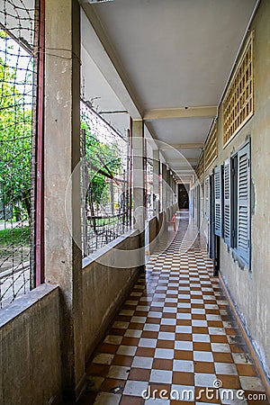 prison inside Tuol Sleng Genocide Museum, Phnom Penh Editorial Stock Photo