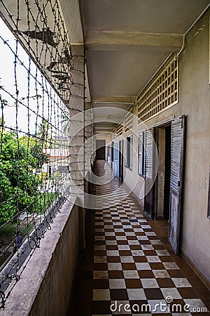 prison inside Tuol Sleng Genocide Museum, Phnom Penh Editorial Stock Photo
