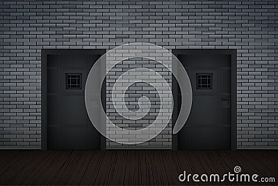 Dark brick wall and prison interior Vector Illustration