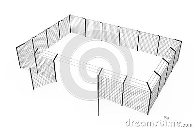 Prison Jail Fence as Security Perimeter. 3d Rendering Stock Photo
