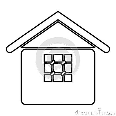 Prison jail gaol House with grate on window citadel home contour outline line icon black color vector illustration image thin Vector Illustration