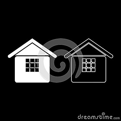 Prison jail gaol House with grate on window citadel home set icon white color vector illustration image solid fill outline Vector Illustration
