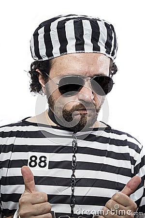 Prison, one caucasian man prisoner criminal Stock Photo