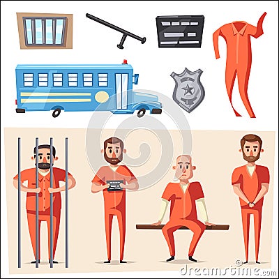 Prison with prisoner. Character design. Cartoon vector illustration Vector Illustration