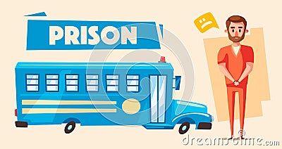 Prison with prisoner. Character design. Cartoon vector illustration Vector Illustration